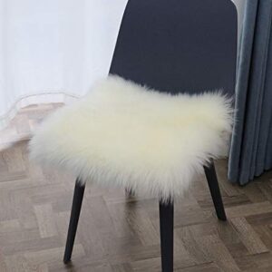 Fur Chair Cushion 20 x 20 inch, Square Fur Seat Cushion, Super Soft Faux Sheepskin Chair Cover Chair Seat Pad, White Fluffy Rug for Children's Room, Dog/Cat Bed Mat, Bedroom, Sofa and More