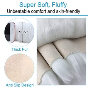 Fur Chair Cushion 20 x 20 inch, Square Fur Seat Cushion, Super Soft Faux Sheepskin Chair Cover Chair Seat Pad, White Fluffy Rug for Children's Room, Dog/Cat Bed Mat, Bedroom, Sofa and More