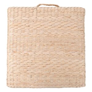 vosarea home pillow knitted straw flat cushion natural straw sqaure pouf tatami cushion hand- woven floor cushion meditation soft yoga mat for dining living room balcony garden part 40cm