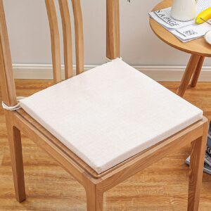 wjxboos latex chair pads,custom size linen dining chair cushion kitchen seat pads with ties checkered non-slip office chair cushion (beige,16"*16"*2")