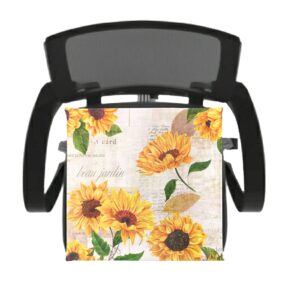 Emelivor Vintage Sunflowers Chair Cushion Memory Foam Seat Cushion with Washable Comfort Chair Pad for Kitchen Chair Office Chair Back Pain