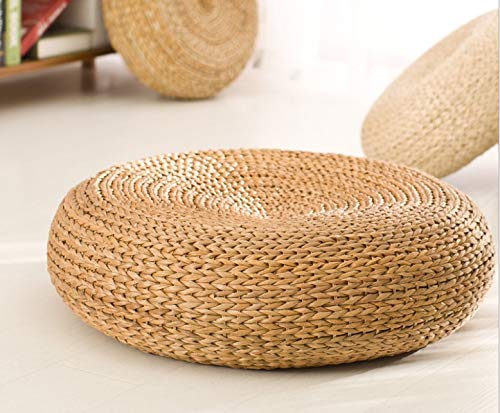 HUAWELL Japaness Style Straw Futon Knitted Round Seat Cushion Pouf Dia 60CM (23.6/6.7 Inch)