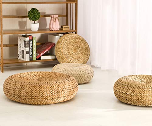 HUAWELL Japaness Style Straw Futon Knitted Round Seat Cushion Pouf Dia 60CM (23.6/6.7 Inch)