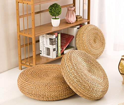 HUAWELL Japaness Style Straw Futon Knitted Round Seat Cushion Pouf Dia 60CM (23.6/6.7 Inch)