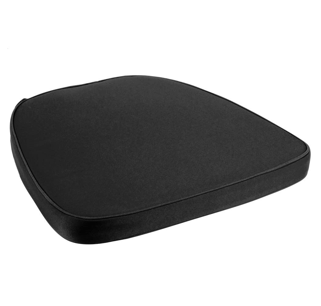 Yanel Prime Products Chair Pad | Seat Padded Cushion with a Polycore Thread Soft Fabric, Straps and Removable Zippered Cover (Black)