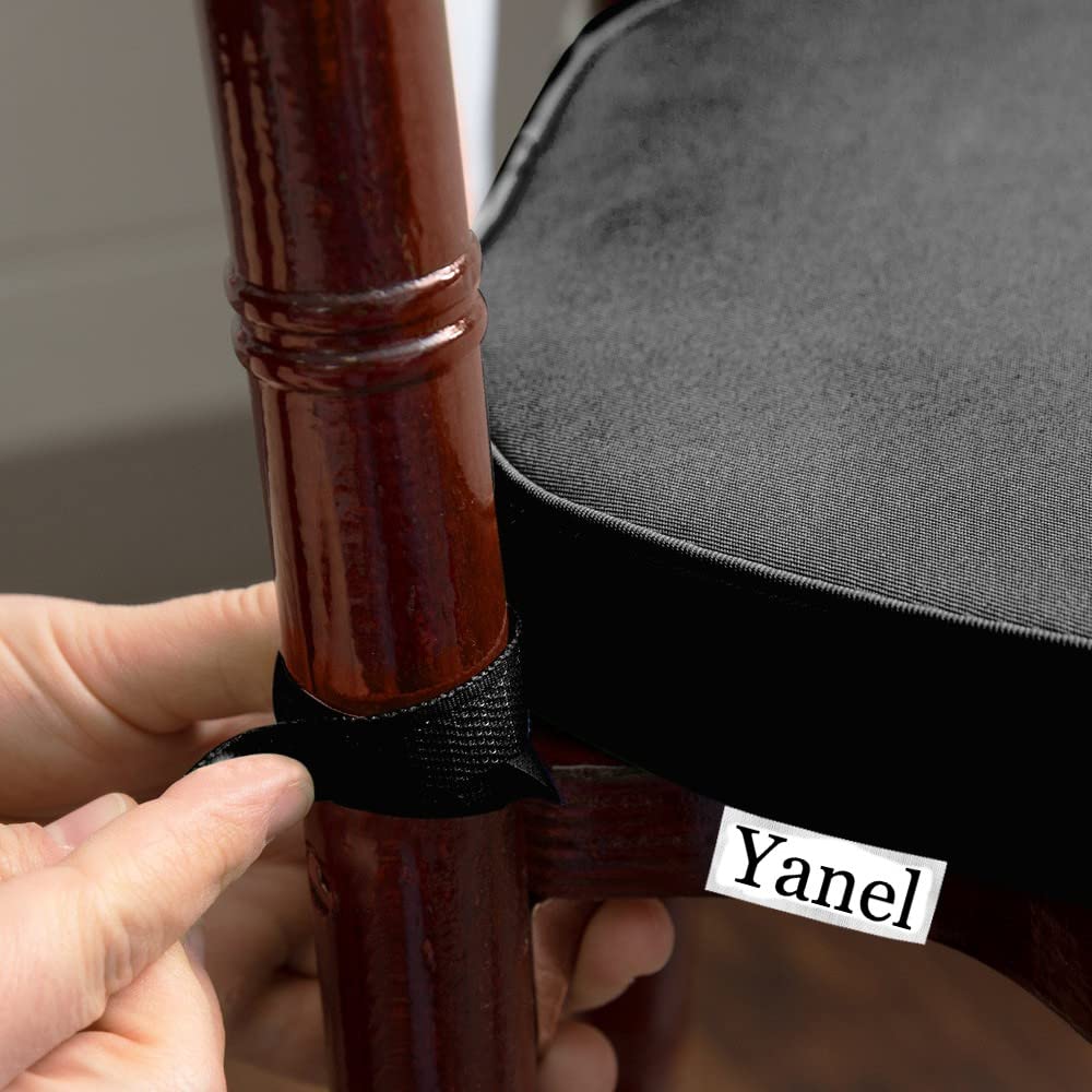 Yanel Prime Products Chair Pad | Seat Padded Cushion with a Polycore Thread Soft Fabric, Straps and Removable Zippered Cover (Black)