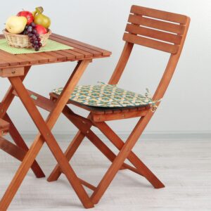 Ambesonne Geometric Chair Seating Cushion, Abstract Geometric Origami Pattern Vintage Illustration Retro Style Print, Anti-Slip Seat Padding for Kitchen & Patio, 16"x16", Orange Teal Cream