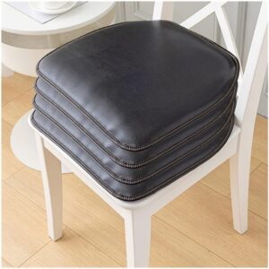 MOODMUSE Faux Leather Chair Seat Cushion for Kitchen Dining Room 1/2/4packs Chair Cushion Pad Non Slip Horseshoe Seat Cushion 40 * 43cm (Color : Black, Size : 4packs)