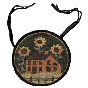park designs house and sunflowers hooked chair pad