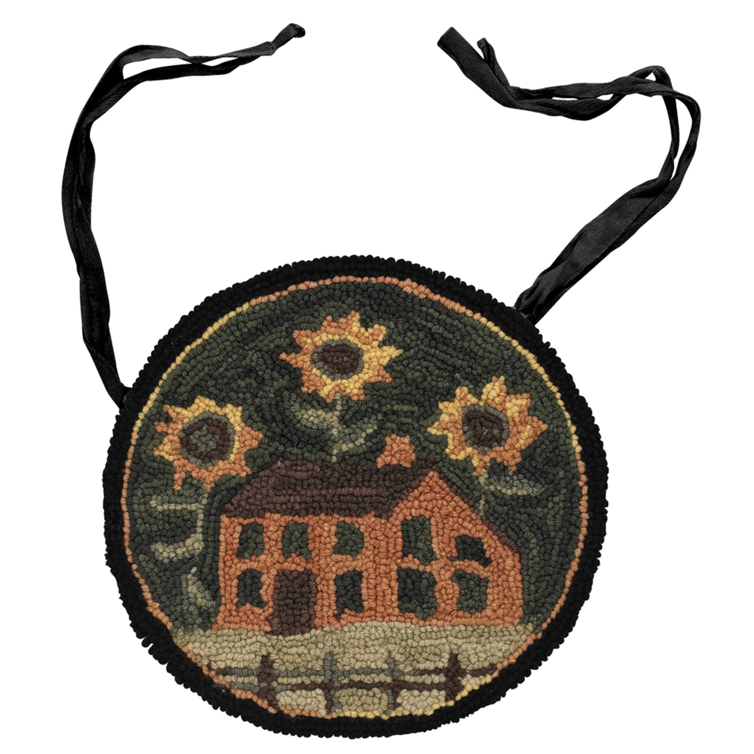 Park Designs House and Sunflowers Hooked Chair Pad