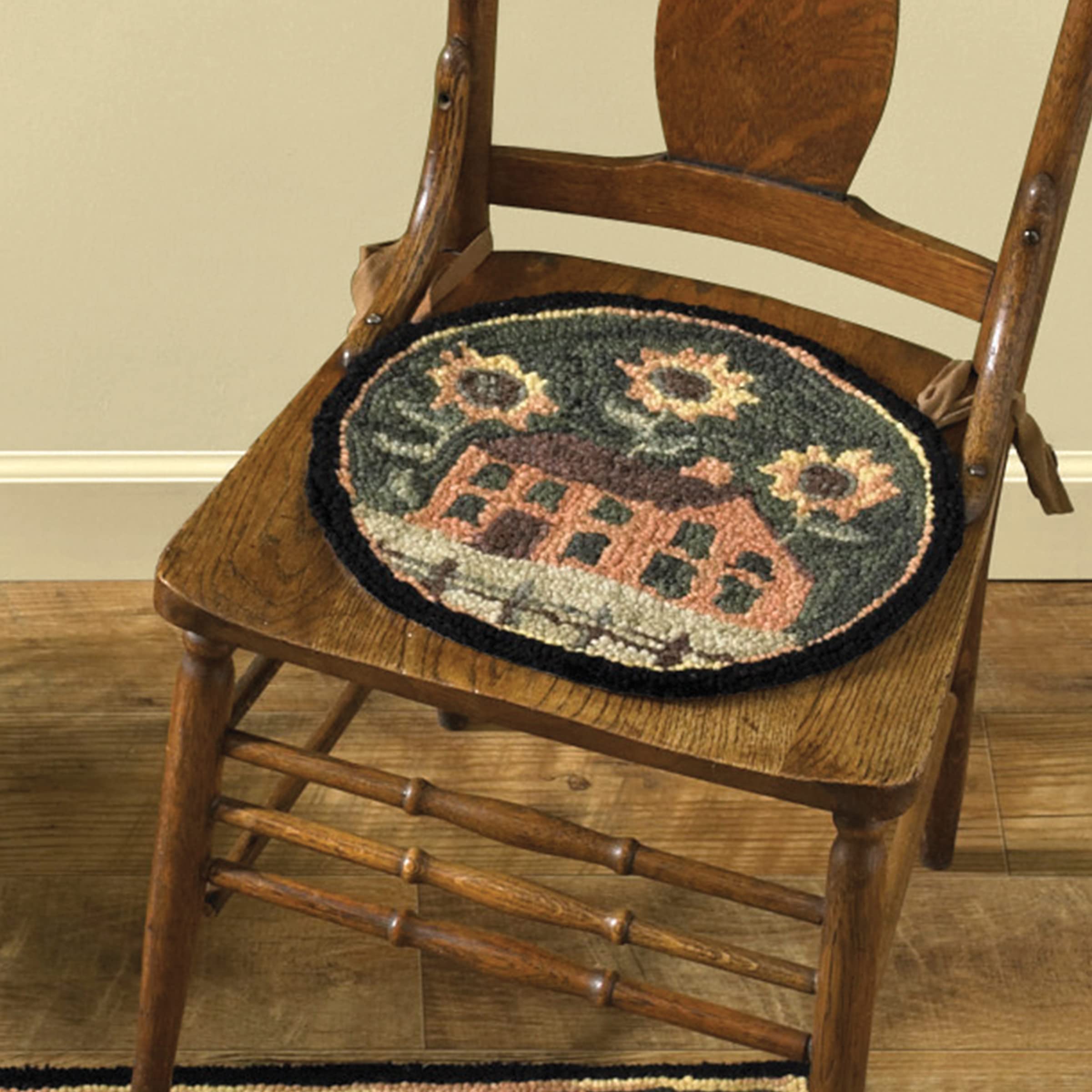 Park Designs House and Sunflowers Hooked Chair Pad
