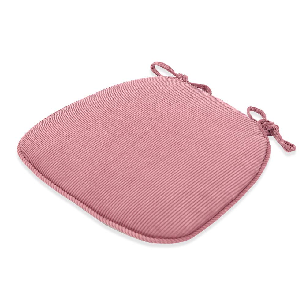 CONRUSER Chair Cushion for Dining Chairs, Non-Slip Kitchen Dining Chair Pads with Ties Corduroy Seat Cushions (Pink)