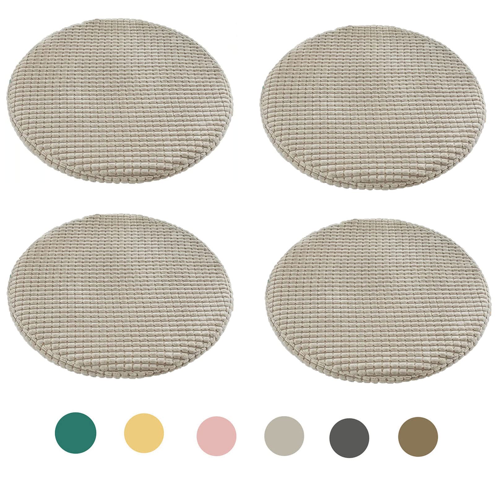 ZTGL 4 Pack Round Non Slip Cushions Seat Kitchen & Dining Office High Stool Chair Pads Memory Foam Seat Bar Pad ,Beige,40x40 cm