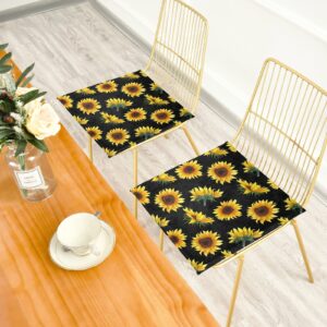 ALAZA Sunflower Print Yellow Floral Chair Pad Seat Cushion for Office Car Outdoor Indoor Kitchen, Soft Memory Foam, Back Pain, Coccyx & Sciatica Relief, 15.7x15.7 in