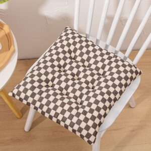 chair cushions for dining chairs 4 pack - seat cushions for kitchen chairs, chair pads for dining chairs, kitchen chair cushions for home kitchen & dining room chairs (dark coffee, 4)