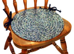 sabrina tweed chair pads, 15 by 15-inch, denim, set of 4