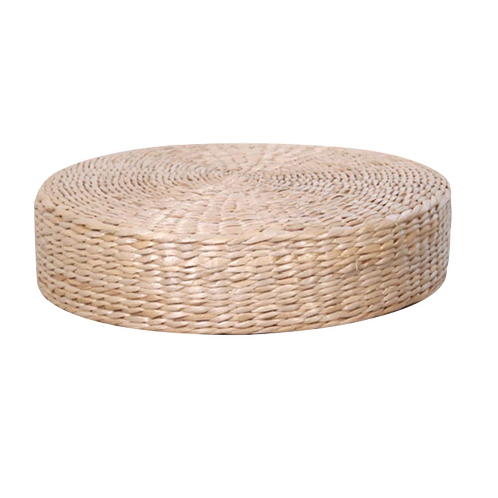 SUPVOX Japanese Style Handcrafted Knitted Straw Flat Seat Cushion,Round Padded Room Floor Straw Mat for Outdoor Seat