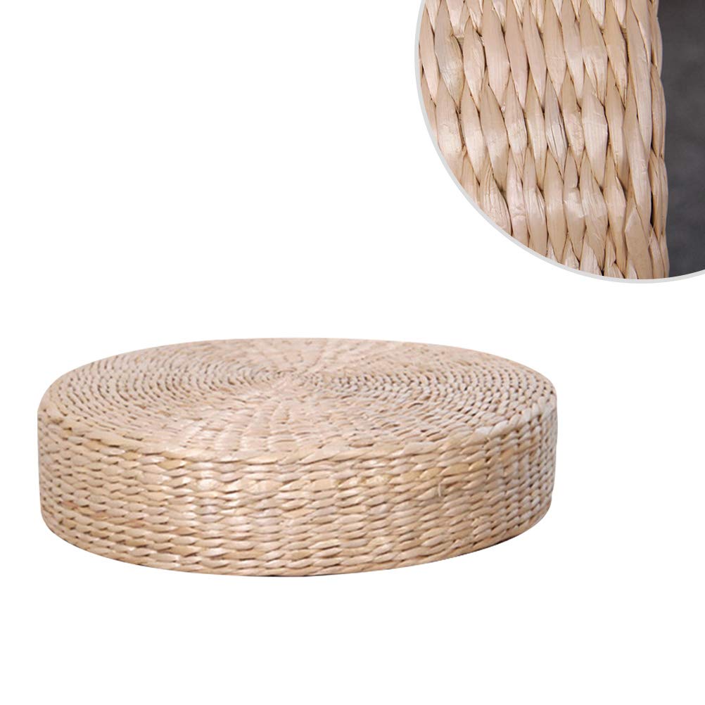 SUPVOX Japanese Style Handcrafted Knitted Straw Flat Seat Cushion,Round Padded Room Floor Straw Mat for Outdoor Seat