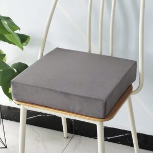 vctops velvet foam seat cushion chair pad non slip soft chair cushion with removable cover, for relief and comfort (dark grey, 20"x20"x3")