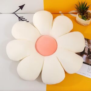 famhome flower shaped throw pillow butt cushion flower seating cushion,funky floor cushion room decor,plush cushion for car office sofa chair (white 15.7 inches ), s-15.7 inch