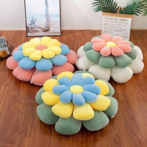 FamHome Flower Shaped Throw Pillow Butt Cushion Flower Seating Cushion,Funky Floor Cushion Room Decor,Plush Cushion for Car Office Sofa Chair (White 15.7 inches ), S-15.7 inch