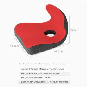 Memory Foam Orthopedic Cushion Comfort Ergonomic Design Back Coccyx Pillow for Car Seat Office Chair Pain Relief (Red)