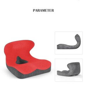 Memory Foam Orthopedic Cushion Comfort Ergonomic Design Back Coccyx Pillow for Car Seat Office Chair Pain Relief (Red)