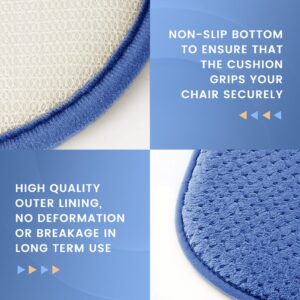 BSAOUTZ Memory Foam Dining Chair Cushions Set of 4, Non Slip Biscuit Cushion for Desk Chair, Washable Soft Kitchen Chair Cushions, Stay in Place Backing Seat Pad Cushion, 16" x16" Blue