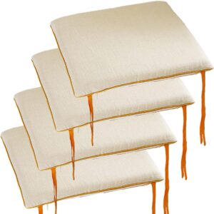 jreddi chair cushions for dining chairs set of 4 - linen kitchen chair cushions set of 4, dining chair cushions set of 4, chair pads with ties for home kitchen office decor (beige, hard cotton)