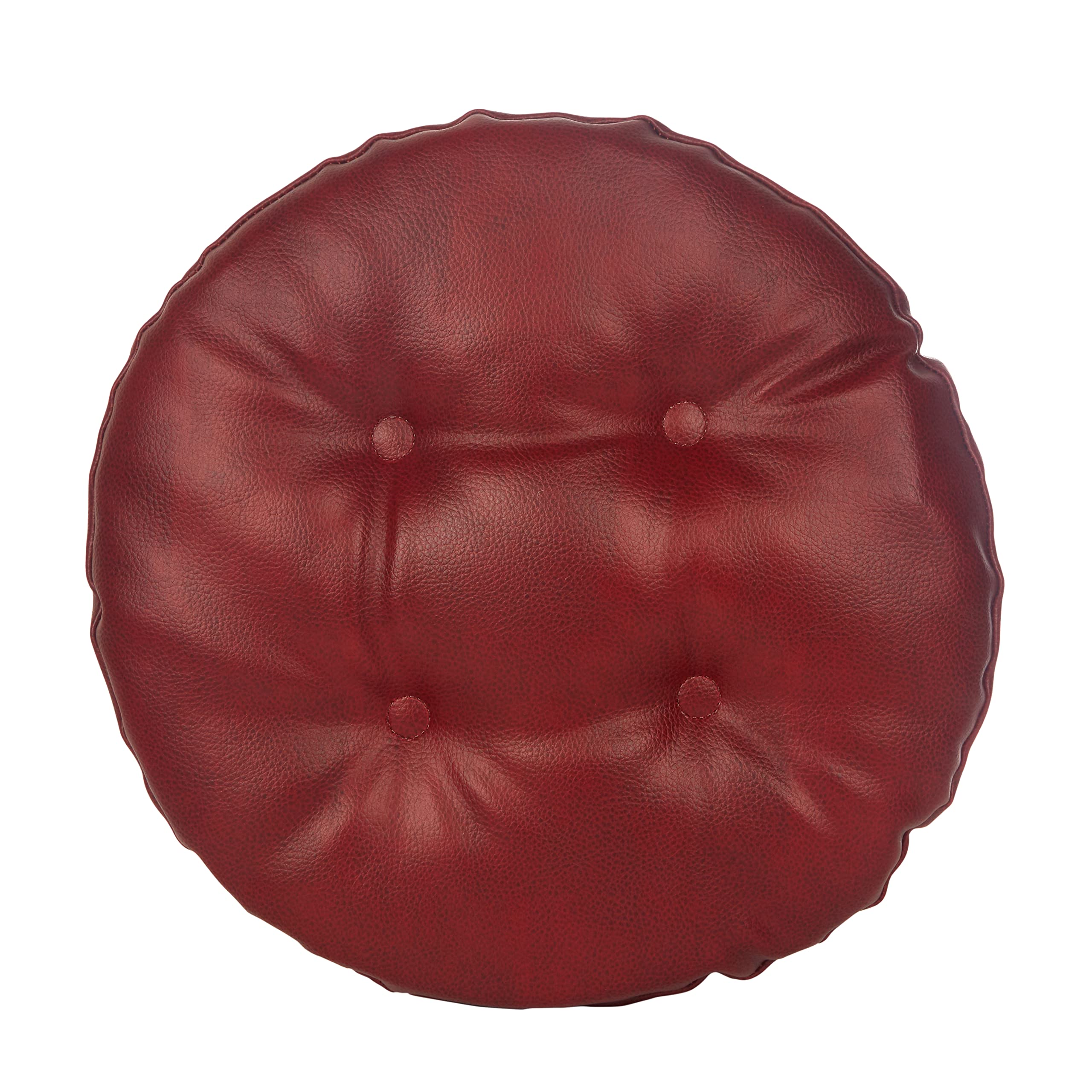 Klear Vu Gripper Non-Slip Tufted Faux Leather Round Bar Stool Cushions for Dining Room, Kitchen Counter, Cafe, and Restaurant, 14", 4 Pack, Red 4 Count