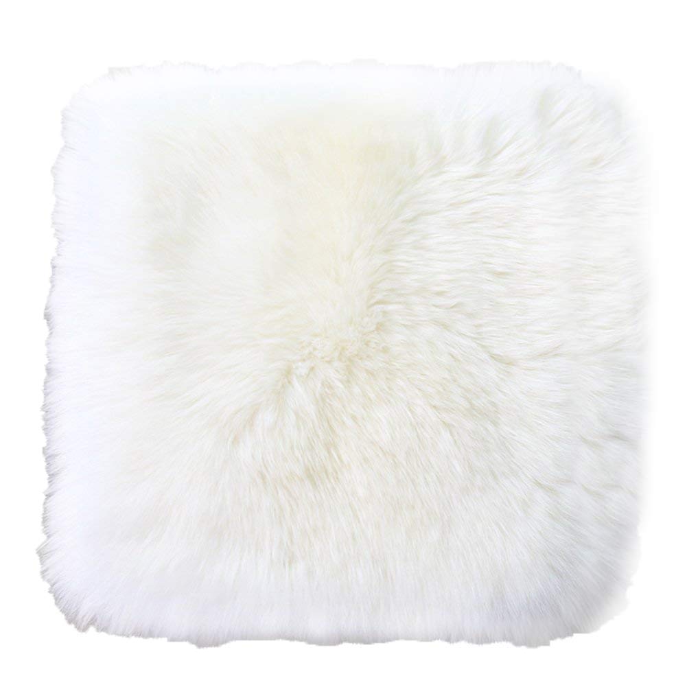 MelinSam18 Inch Australia Genuine Sheepskin Car Seat Cushion Covers Chair Pad One Seat Cover for car, Office Chair, or Plane (White)