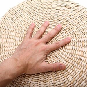 Woven Straw Cushion Round Pouf Tatami Chair Pad Yoga Seat Pillow Knitted Floor Mat Garden Dining Room Home Decor Outdoor (40cm x 6 cm)