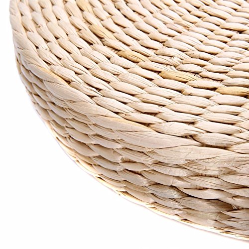 Woven Straw Cushion Round Pouf Tatami Chair Pad Yoga Seat Pillow Knitted Floor Mat Garden Dining Room Home Decor Outdoor (40cm x 6 cm)