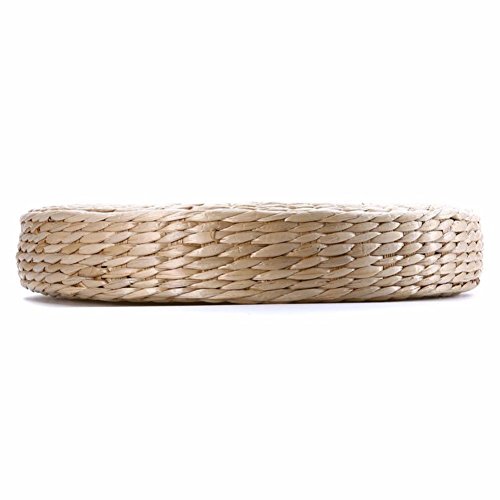 Woven Straw Cushion Round Pouf Tatami Chair Pad Yoga Seat Pillow Knitted Floor Mat Garden Dining Room Home Decor Outdoor (40cm x 6 cm)