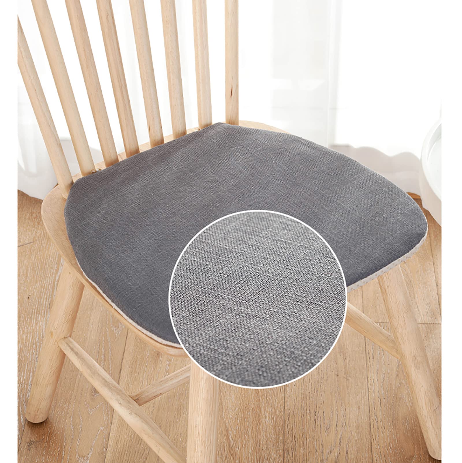 Cotton Linen Chair Cushion with Ties,Home Kitchen Chair Pad Soft Non Slip Seat Pad with Washable Cover,Dining Seat Cushion for Office Living Room Car Sitting Chair Pads-Dark gray 50x50cm(20x20inch)