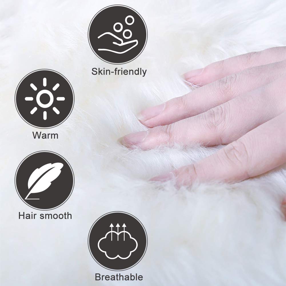 XingMart 18" x 18" Fluffy Faux Sheepskin Fur Square Chair Cushion Cover Seat Pad Soft Rugs for Bedroom Living Girls Room Sofa Decor, White, 1 Pack