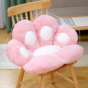 cute seat cushion, cat paw shape lazy sofa office seat cushion, bear's paw office chair cushion, plush sofa cushion soft and comfortable cushion home bedroom shop restaurant decoration pink