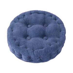 kingqin tufted chair pads 16”x16”x 3.15” round chair cushion corduroy floor seat pillow for dining chairs kitchen home office floor carpet, blue