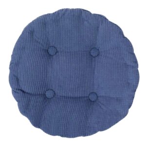 KingQin Tufted Chair Pads 16”x16”x 3.15” Round Chair Cushion Corduroy Floor Seat Pillow for Dining Chairs Kitchen Home Office Floor Carpet, Blue