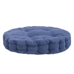 KingQin Tufted Chair Pads 16”x16”x 3.15” Round Chair Cushion Corduroy Floor Seat Pillow for Dining Chairs Kitchen Home Office Floor Carpet, Blue