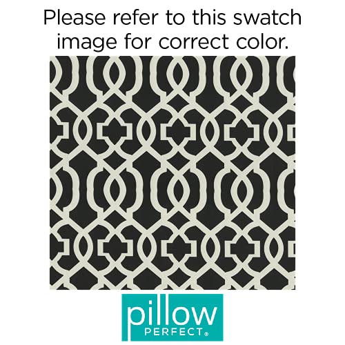 Pillow Perfect Trellis Indoor/Outdoor Accent Throw Pillow, Plush Fill, Weather, and Fade Resistant, Large Lumbar - 16.5" x 24.5", Black/White New Geo, 2 Count