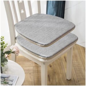 Dining Chair Cushion with Ties,Kitchen Dining Chair Pad and Seat Cushion with Zipper,1/2/4 Packs Chair Cushion for Dining Chairs Washable&Removable ( Color : Light Gray , Size : Set of 2 )