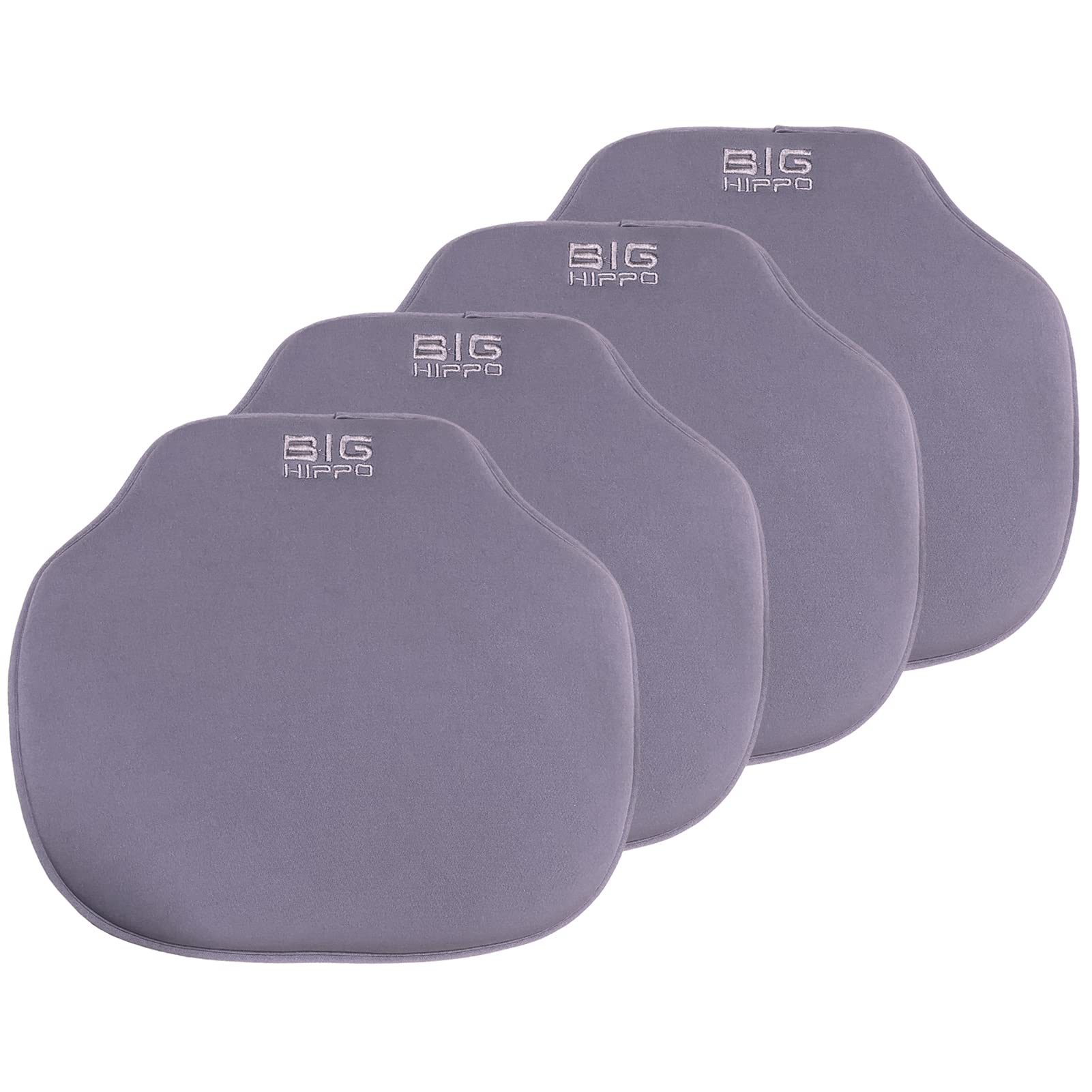 Big Hippo Memory Foam Chair Pads for Dining Chairs Non-Skid Backing Kitchen Dining Chair Cushion Seat Cushion with Ties,Thick Comfortable Seat Cushion Pad,16"x15"(4 Pack, Gray)