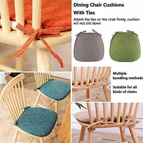 CFMZ Chair Pads for Dining Chairs Set of 4 with Ties, Seat Cushions for Kitchen Chairs Farmhouse, Dining Room Chair Cushions Non Slip, Thick Washable Chair Cushion Pads Yellow