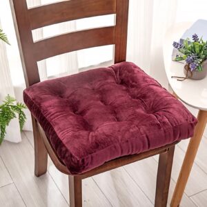 seat cushions for office chairs extra thick, chair pillows seat cushions for dining room, crystal velvet seat pads 8cm/3.2in thick filling, anti-deformation for desk chair, dorm, wine red-16x16in