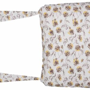 Piper Classics Morning Meadow Floral Chair Pad w/Ties, 16" L x 16" W Mustard and Yellow Printed Flowers on an Off White Quilt, Farmhouse, Country Cottage, Vintage Boho Seat Cushion