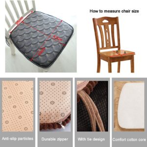 ZTGL Chair Cushions for Dining Chairs, Anti-Deformation Chair Pads with Ties and Non-Slip Backing - Seat Cushion for Kitchen Chair with Detachable Cover 17"X16",Black,Pack of 6
