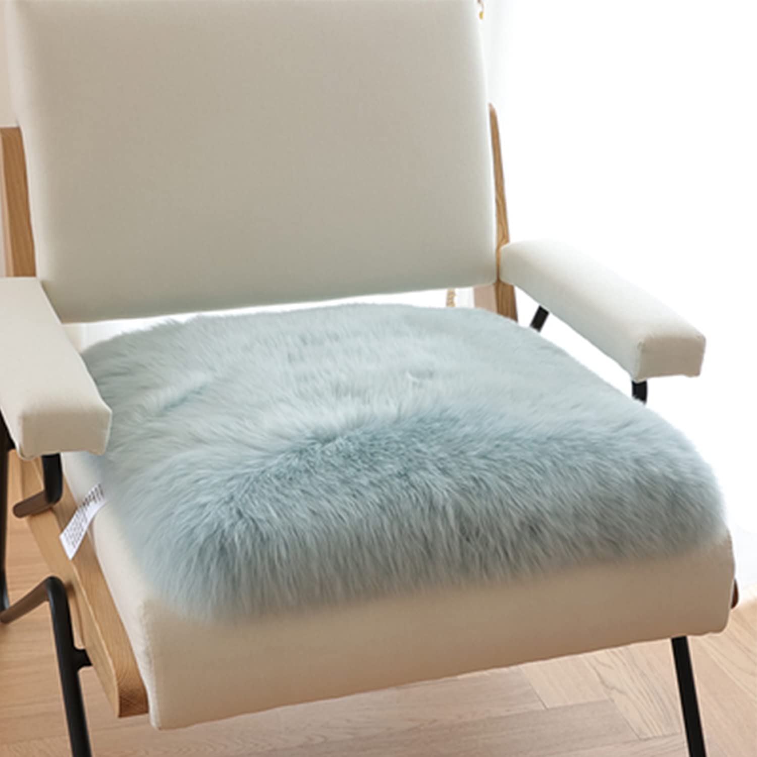 MaxW Square Pink Sheepskin Chair Pad for Living Room Sofa Kitchen Chair Wool Cushion for Pet Bed Photography Props 16in