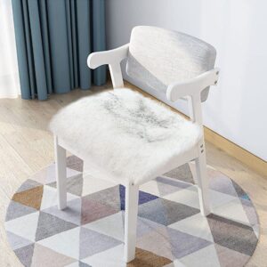 okayda fluffy faux sheepskin fur chair pad shaggy seat cushion soft stool cover perfect for sofa home decor (grey tip square)
