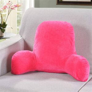 YJYdadaS Plush Big Backrest Reading Rest Pillow Lumbar Support Chair Cushion with Arms (Hot Pink)